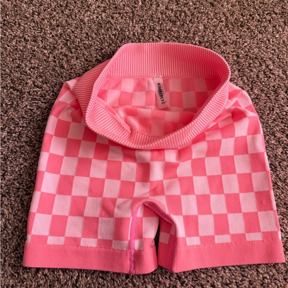 Pants - Pink Checkered Knit Shorts